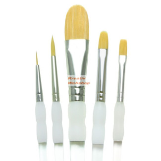 Gold taklon ecsetek, alapkészlet - Soft Grip alapkészlet - 5db Gold taklon ecsetek, alapkészlet - Soft Grip alapkészlet - 5db