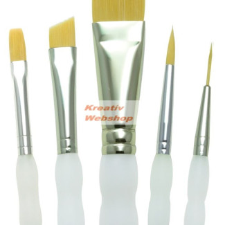 Ecsetkészlet - Gold Taklon, lapos és kerek hegyes válogatás - 5 db-os készlet