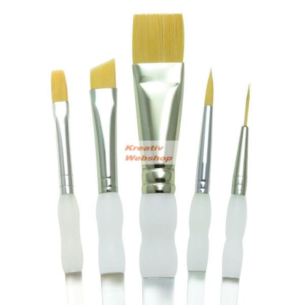 Ecsetkészlet - Gold Taklon, lapos és kerek hegyes válogatás - 5 db-os készlet