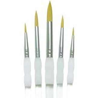 Ecsetkészlet - Gold taklon, kerek hegyes ecsetek - Soft Grip - 5db-os