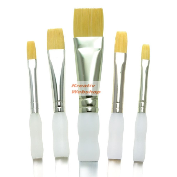 Ecsetkészlet - Gold taklon, lapos ecsetek - Soft Grip - 5db-os készlet Ecsetkészlet - Gold taklon, lapos ecsetek - Soft Grip - 5db-os készlet