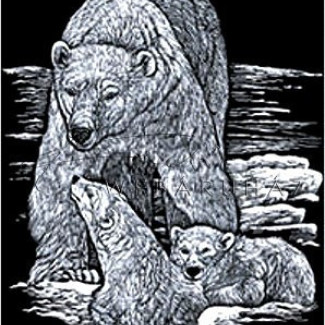 Képkarcoló készlet karctűvel - 20x25 cm - Ezüst - Jegesmedve