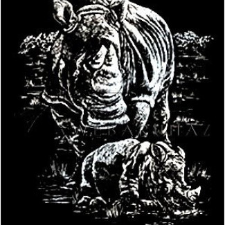 Képkarcoló készlet karctűvel - 20x25 cm - Ezüst - Orrszarvú