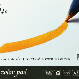 Akvarelltömb - SMLT Watercolor 260gr, 20 lapos művésztömb - Melegen préselt - A3