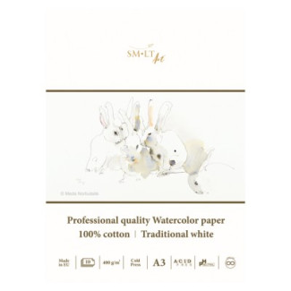 Akvarelltömb - SMLTArt Professional Watercolor 400gr, hidegen préselt, 10 lapos művésztömb A5-ös méretű