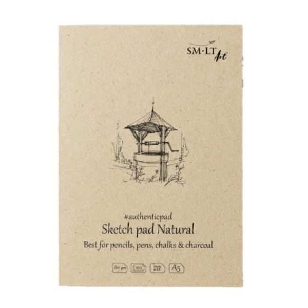 Vázlattömb - SMLT Authenticpad Natur - 100% újrahasznosított papírból - 100gr, 100 lapos A5 - Kifutó termék