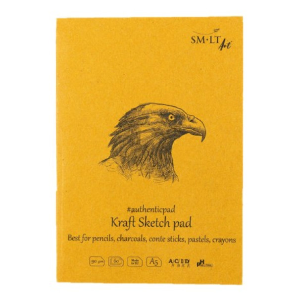 Vázlattömb - SMLT Authenticpad Kraft, Natúr barna - 90gr, 60 lapos A5