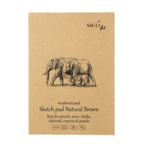Vázlattömb - SMLT Authenticpad, Natural barna - 135gr, 80 lapos A5