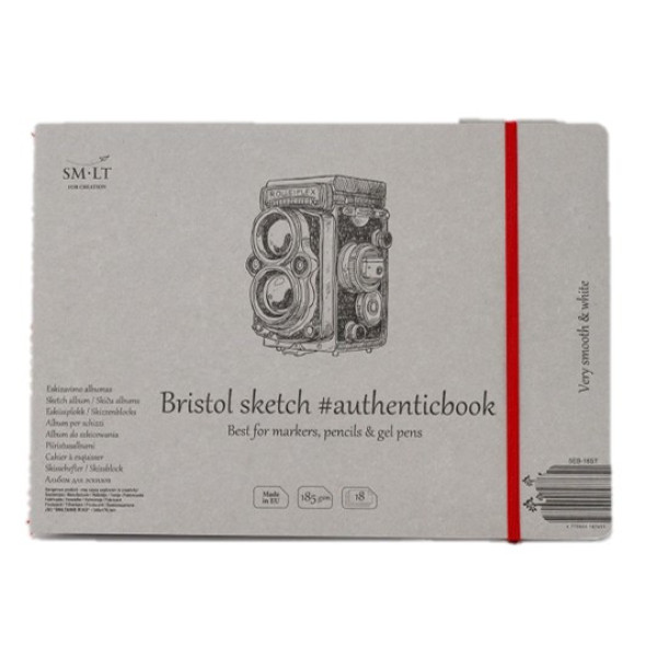 Vázlattömb - SMLT Sketch authenticbook - Bristol, 185gr, 18 lapos, 17,6x24,5cm