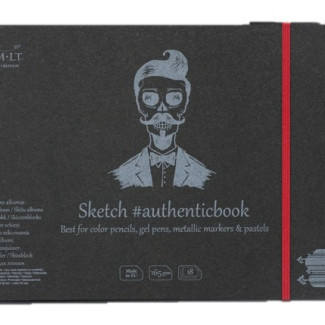 Pasztelltömb - SMLT Sketch authenticbook Fekete, 165gr, 18 lapos, 17,6x24,5cm