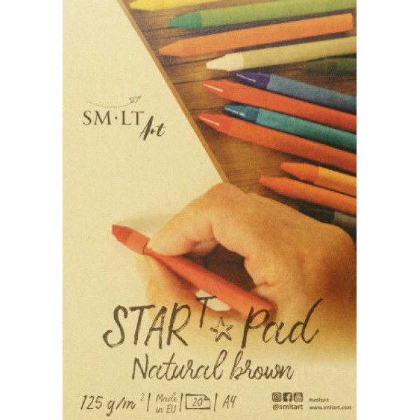 Vázlattömb - SMLT Start Pad spirálos - Natúr barna, 125 gr, 20 lapos A5 spirálos