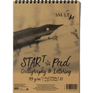 Kalligráfia tömb, Vonalazott - SMLT Start Pad, Calligraphia - Lettering, 90gr 30 lapos A5 spirálos