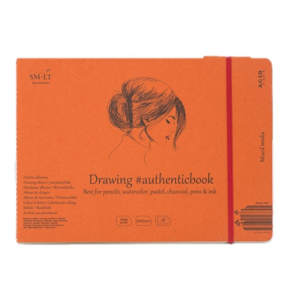 Vázlat- és festőtömb - SMLT Drawing authenticbook - Mixed Media 200gr, 18 lapos, 17,6x24,5cm