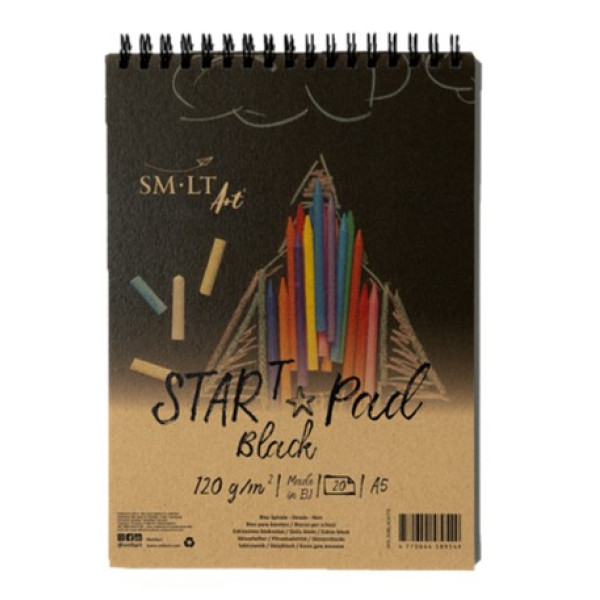 Pasztelltömb - SMLT START PAD Fekete, 120gr, 20 lapos A5 spirálos