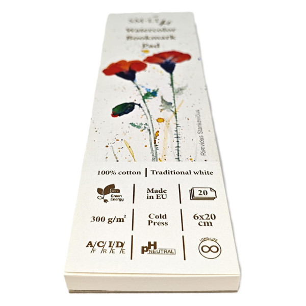 Akvarelltömb - SMLTArt Professional Watercolor 300gr, 100% pamut, érdes felületű - 20 lapos könyvjelző tömb 20x6 cm-es méretű Akvarelltömb - SMLTArt Professional Watercolor 300gr, 100% pamut, érdes felületű - 20 lapos könyvjelző tömb 20x6 cm-es méretű