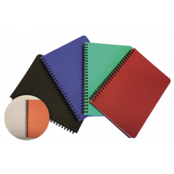 Jegyzetfüzet, színes borítóval, színes belső elválasztókkal, spirálos, 80 gr, 96 lapos, négyzetrácsos - A7