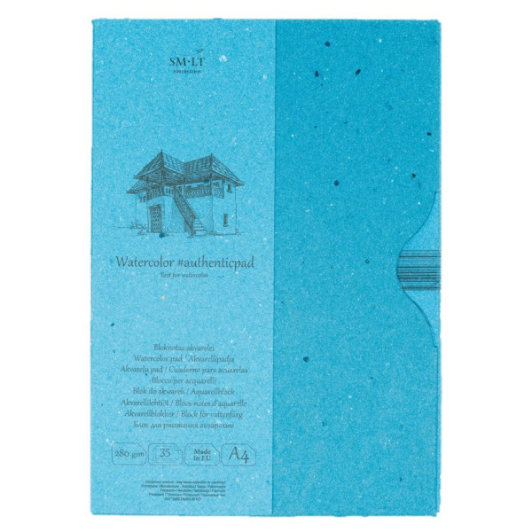 Akvarelltömb - SMLT Watercolor authenticpad in folder, A/4, 280g, 35 lapos