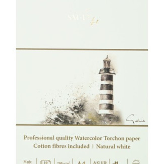 Akvarelltömb - SMLTArt Professional Watercolor Torchon 250gr, 10 lapos művésztömb, A4