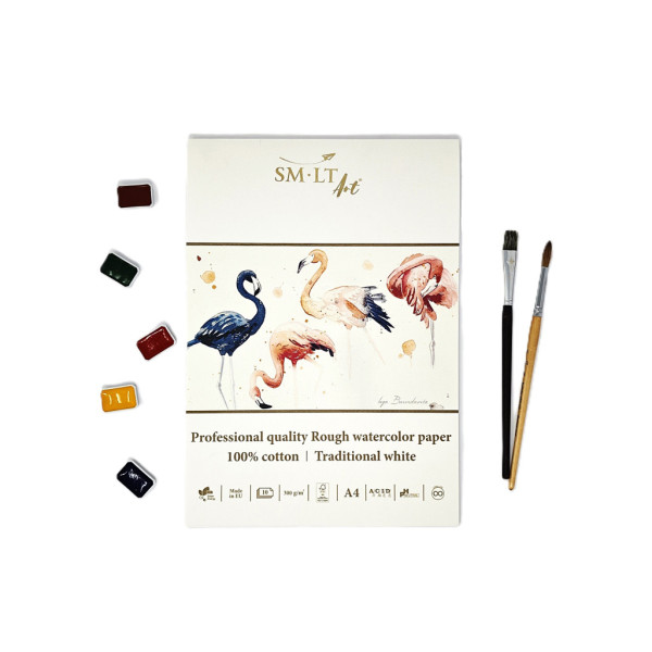 Akvarelltömb - SMLTArt Professional Watercolor 300gr, 100% pamut, érdes felületű - 10 lapos művésztömb A4-es méretű