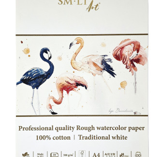 Akvarelltömb - SMLTArt Professional Watercolor 300gr, 100% pamut, érdes felületű - 10 lapos művésztömb A4-es méretű