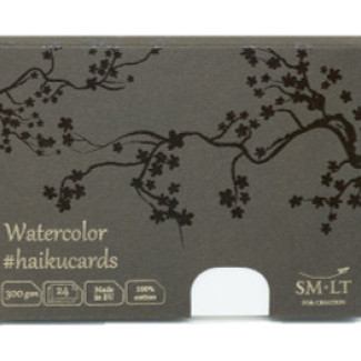 Akvarell festőkártyák dobozban - SMLT Watercolor Cotton haikucards - 300gr, 24 lapos, 14,7x10,6cm