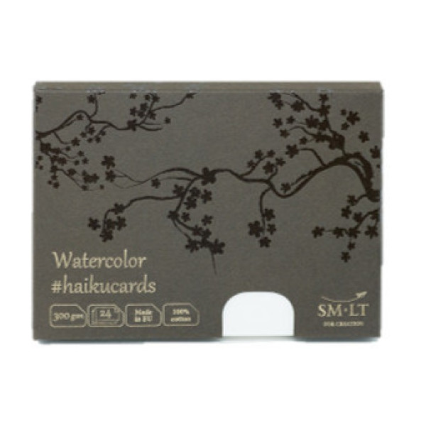 Akvarell festőkártyák dobozban - SMLT Watercolor Cotton haikucards - 300gr, 24 lapos, 14,7x10,6cm