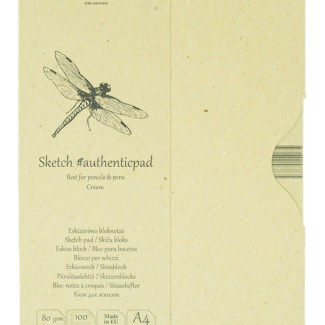 Vázlattömb - SMLT Authenticpad, Krémszínű papírból, mappában - 80gr, 100 lapos A4 - Kifutó