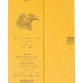 Vázlattömb - SMLT Authenticpad Kraft, Natúr barna, mappában - 90gr, 60 lapos A4 - Kifutó