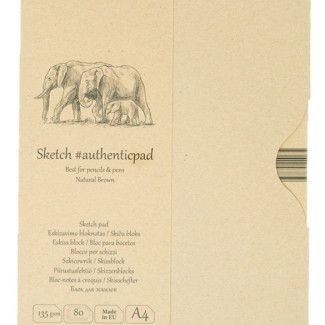 Vázlattömb - SMLT Authenticpad, Natural barna, mappában - 135gr, 80 lapos A4 - Kifutó