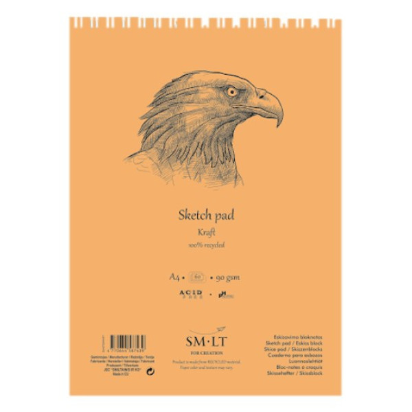 Vázlattömb - SMLT Sketch Pad - Kraft 90gr, 60 lapos A4