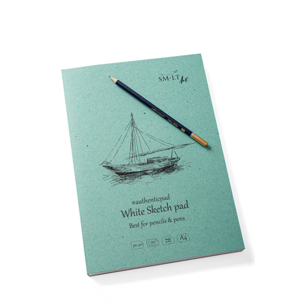 Vázlattömb - SMLT Sketch Pad White Authenticpad - Fehér, 90gr, 120 lapos A4, ragasztott Vázlattömb - SMLT Sketch Pad White Authenticpad - Fehér, 90gr, 120 lapos A4, ragasztott