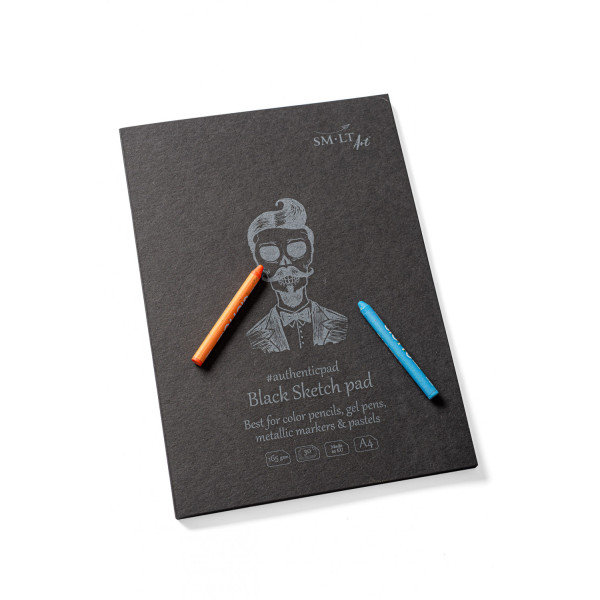 Pasztelltömb, fekete - SMLT Black Sketch Pad Authenticpad 165gr - 30 lapos A4, ragasztott Pasztelltömb, fekete - SMLT Black Sketch Pad Authenticpad 165gr - 30 lapos A4, ragasztott