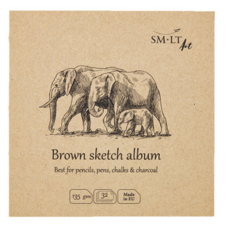 Natúr barna mini album - SMLT Brown sketch album 135gr, 32 lapos, 9x9cm