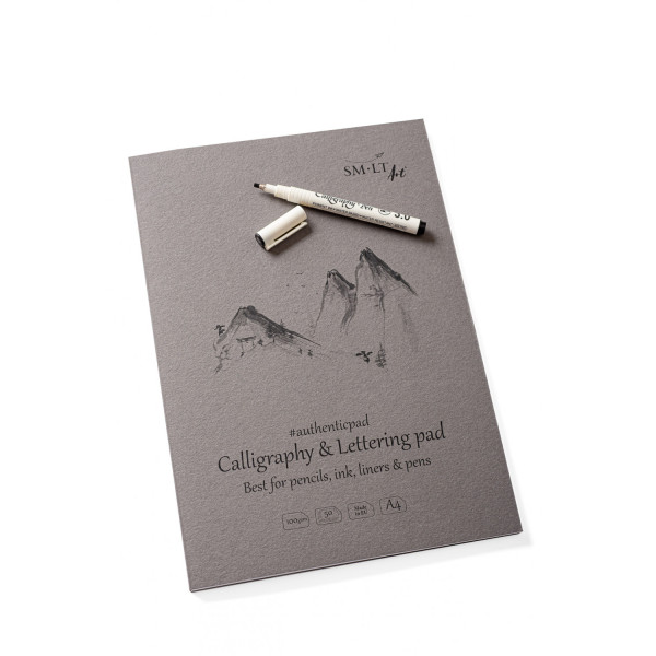Kalligráfiatömb - SMLT Authenticpad Calligraphy & Lettering, 100g, 50 lapos A4, ragasztott Kalligráfiatömb - SMLT Authenticpad Calligraphy & Lettering, 100g, 50 lapos A4, ragasztott