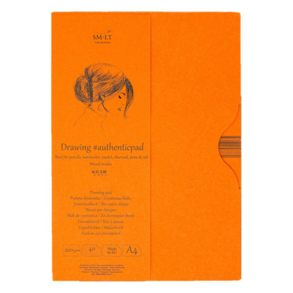 Vázlat- és festőtömb - SMLT Drawing authenticpad mappában - Mixed Media, 200gr, 40 lapos, A/4
