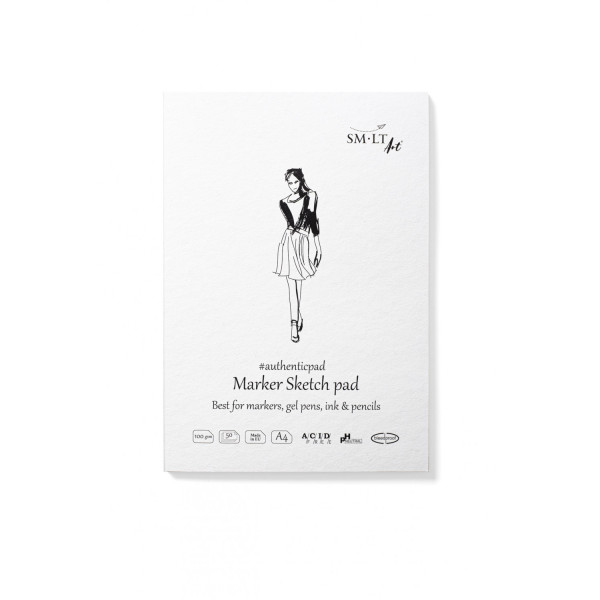 Markertömb - SMLT Marker Sketch Pad Authenticpad, 100gr 50 lapos A4, ragasztott