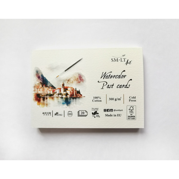Akvarell levelezőlapok csomagban - SMLT Watercolor Postcards - 300gr, 150x105 mm, 20 db / csomag
