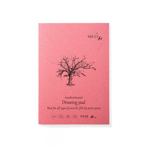 Rajztömb - SMLT Drawing Pad Authenticpad - Fehér, 120 gr, 60 lapos A4, ragasztott