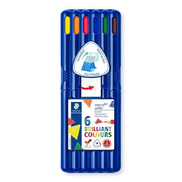 Színesceruza készlet, háromszögletű, vastag - STAEDTLER Ergo Soft Jumbo - 6 színű készlet, 3 éves kortól