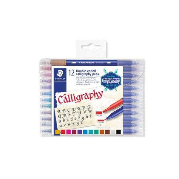Kalligrafikus marker készlet, 2,0/3,5 mm, kétvégű - STAEDTLER 12 színű készlet