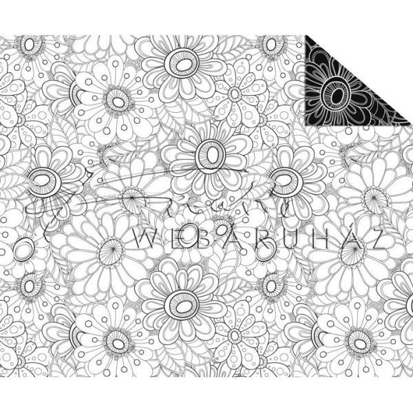 Kétoldalas mintás karton - Virágok, Színezhető mintás karton, kétoldalas, 29,5x20cm