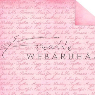 Kétoldalas mintás karton - "Just Married", Rózsaszín, modern feliratos mintás karton, 29,5x20cm, 1 lap