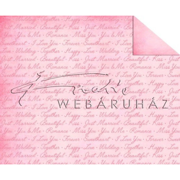 Kétoldalas mintás karton - "Just Married", Rózsaszín, modern feliratos mintás karton, 29,5x20cm, 1 lap Kétoldalas mintás karton - "Just Married", Rózsaszín, modern feliratos mintás karton, 29,5x20cm, 1 lap