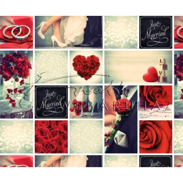 Kétoldalas mintás karton - Esküvői képes, piros Mintás karton - 1 lap