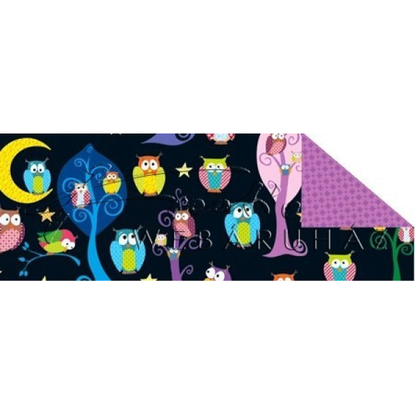 Kétoldalas mintás karton - "Mesevilág" Éjszakai baglyok a varázserdőben - mintás karton, színes bagoly figurákkal 29,5x20cm, 1 lap Kétoldalas mintás karton - "Mesevilág" Éjszakai baglyok a varázserdőben - mintás karton, színes bagoly figurákkal 29,5x20cm, 1 lap