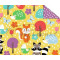 Kétoldalas mintás karton - "Mesevilág" Erdei állatok mintás karton sárga háttérrel, mókus, mosómaci figurákkal, 29,5x20cm, 1 lap