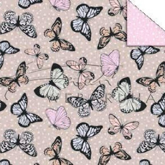 Kétoldalas mintás karton - Vintage pillangók, karton 29,5x20cm