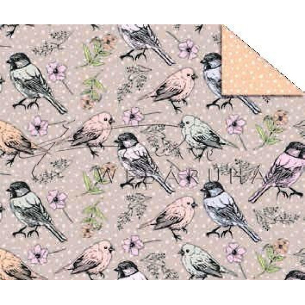 Kétoldalas mintás karton - Vintage madarak, karton 29,5x20cm