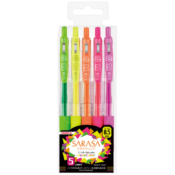 Zebra Sarasa Zselés toll Készlet - 0,5mm Neon Set - 5 db