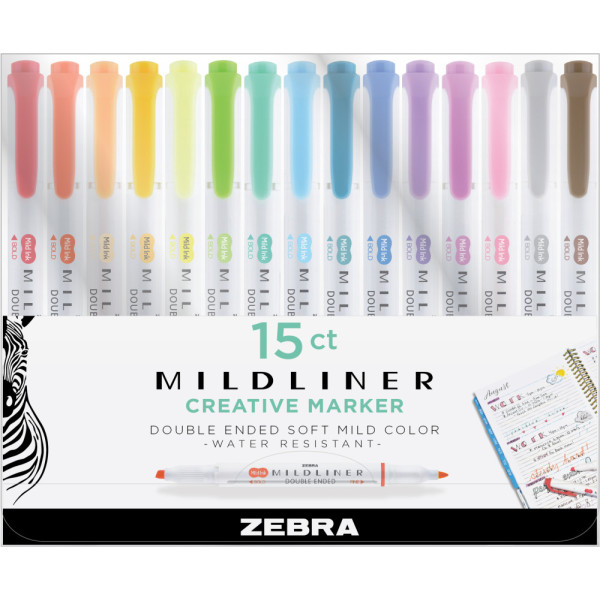 Zebra Mildliner Szövegkiemelő Szett - Kétvégű - 15 db-os készlet Zebra Mildliner Szövegkiemelő Szett - Kétvégű - 15 db-os készlet